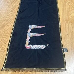 Erte 54”x11.5” E Alphabet Art Deco 100% Silk Scarf - New with tags